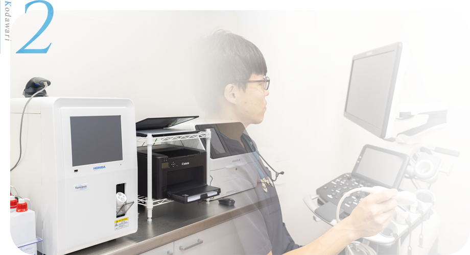 15分で検査結果が分かる採血機器導入 複数臓器対応の超音波検査 最新のAI機能を搭載したレントゲン検査 骨密度検査も対応可能